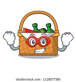 Super hero picnic basket character cartoon