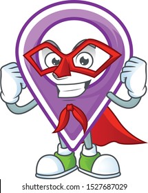 Super hero pin location icon for direction clue