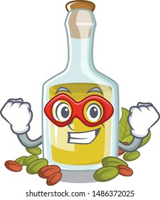 Super hero pistachio oil above tables cartoon wood
