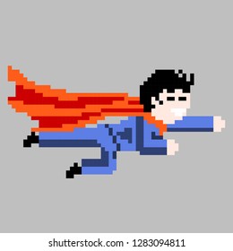 Super hero in pixel art