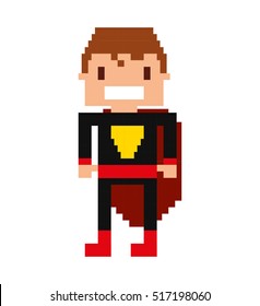 super hero pixelated icon vector illustration design