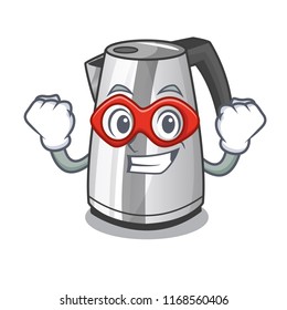 Super hero plastic electric kettle isolated on cartoon