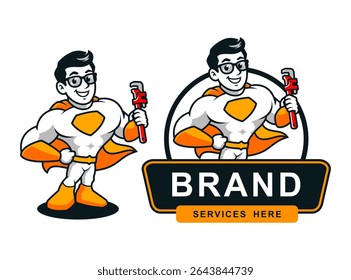 SUPER HERO PLUMBER MASCOT LOGO DESIGN