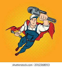 Super Hero Plumber vector, Pop Art Comic Super Hero Plumber Vector Stock Illustration