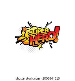 Super hero pop art comics half tone bubble vector icon. Cartoon retro sound cloud blast explosion with stars and dotted pattern. Halftone superhero boom bang colorful explosion isolated symbol