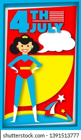 Super hero poster in retro style for Independence Day of July 4