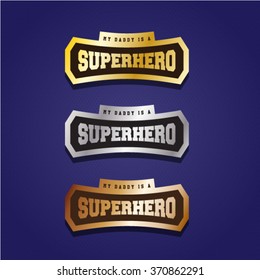 Super hero power full typography, t-shirt graphics, vectors. Logo set. Luxury, royal metal