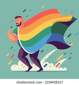 Super hero with rainbow cape