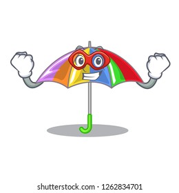 Super hero rainbow umbrella isolated on a mascot