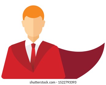 Super hero in a raincoat. The concept of a successful person. Vector icon