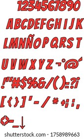 super hero red font alphabet 