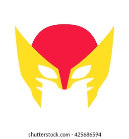 Super Hero Red Mask For Face Character In Flat Style. Heroic Or Savior Vector Illustration. Photo Props. 