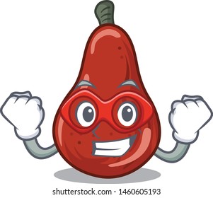 Super hero red pears in a cartoon basket