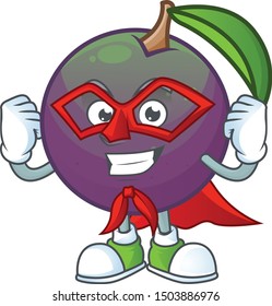 Super hero ripe star apple character on white background