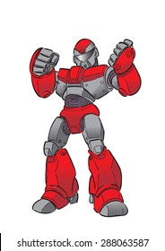 Super Hero Robot In Red Armor