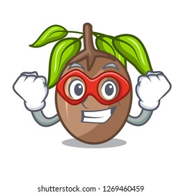 Super hero sapodilla fruit isolated on the mascot