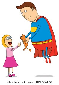 super hero saving kitty