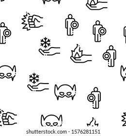 Super Hero Seamless Pattern Vector Thin Line. Illustrations