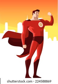 super hero showing his strength, vector illustration. 