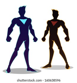 Super Hero Silhouette In Different Color, Vector Illustration