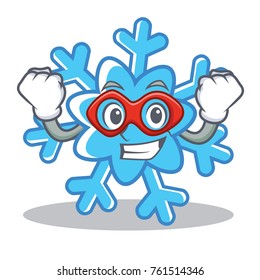 Super hero snowflake character cartoon style