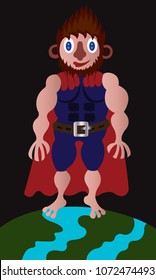 a super hero stands on the globe