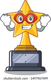 Super hero star trophy with the character shape