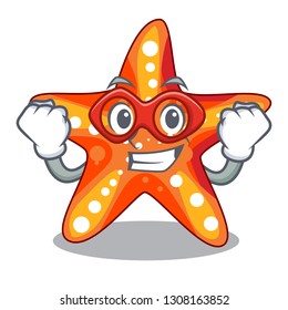Super hero starfish in the cartoon shape funny
