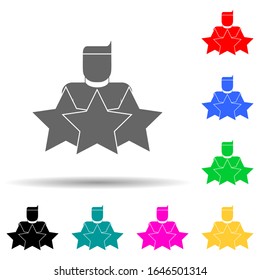 super hero with the stars multi color style icon. Simple glyph, flat vector of hr and heat hunting icons for ui and ux, website or mobile application