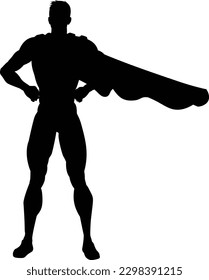 A super hero or superhero comic book man in silhouette outline