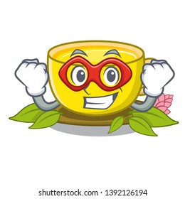 Super hero tea turmeric in the cartoon glasses