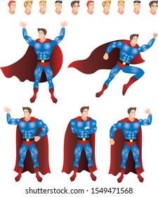 Super Hero Template, various pose set - Vector