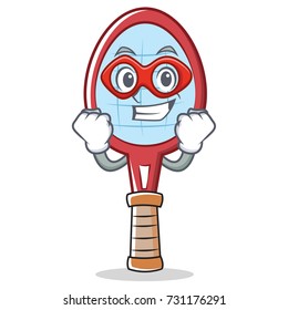 Super hero tennis racket character cartoon