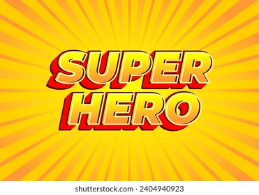 Super hero. Text effect design in modern look, bright yellow red color