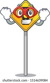 Super hero traffic light ahead isolated with cartoon