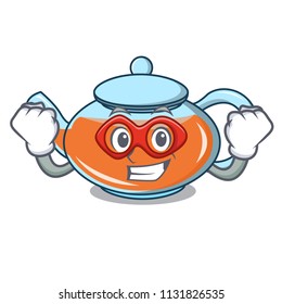 Super hero transparent teapot character cartoon