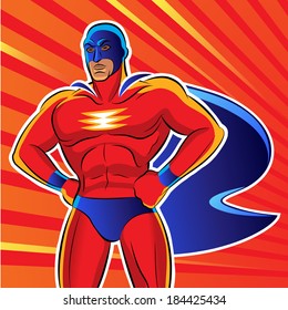 Super hero. Vector illustration on a red background