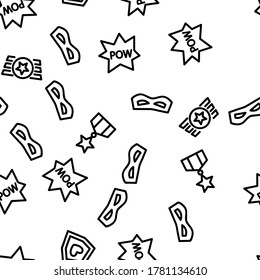 Super Hero Vector Seamless Pattern Thin Line Illustration