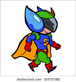 Super Hero Walking Wearing Orange Cape