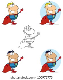 Super Hero Waving Man. Vector Collection