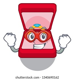 Super hero wedding ring box isolated with mascot