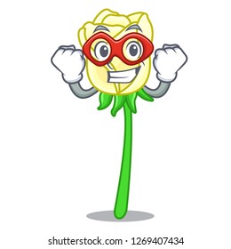 Super hero white rose isolated on the mascot