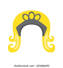 Super hero wig and diadem. Mask for face character in flat style. Women. Vector illustration. Photo props hair