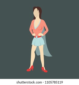 Super hero woman flat poster in comic style.