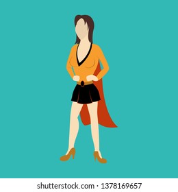 Super hero woman flat poster in comic style.