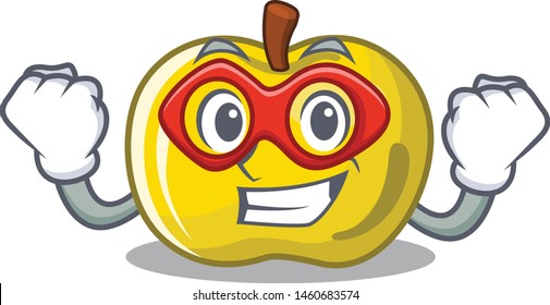 Super hero yellow apple in the character shape