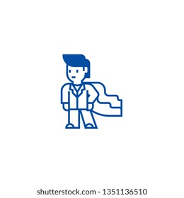 Super hero,businessman,business mentor line icon concept. Super hero,businessman,business mentor flat  vector symbol, sign, outline illustration.