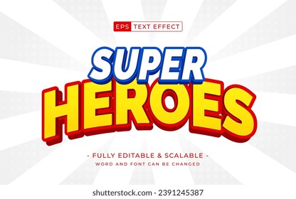 Superhéroes 3d efecto de texto editable adecuado para temas de héroe.