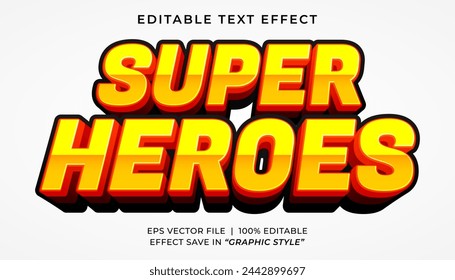 Super heroes 3d editable text effect cartoon style