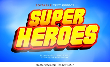 Super Heroes 3d editable efecto de texto Plantilla de dibujos animados